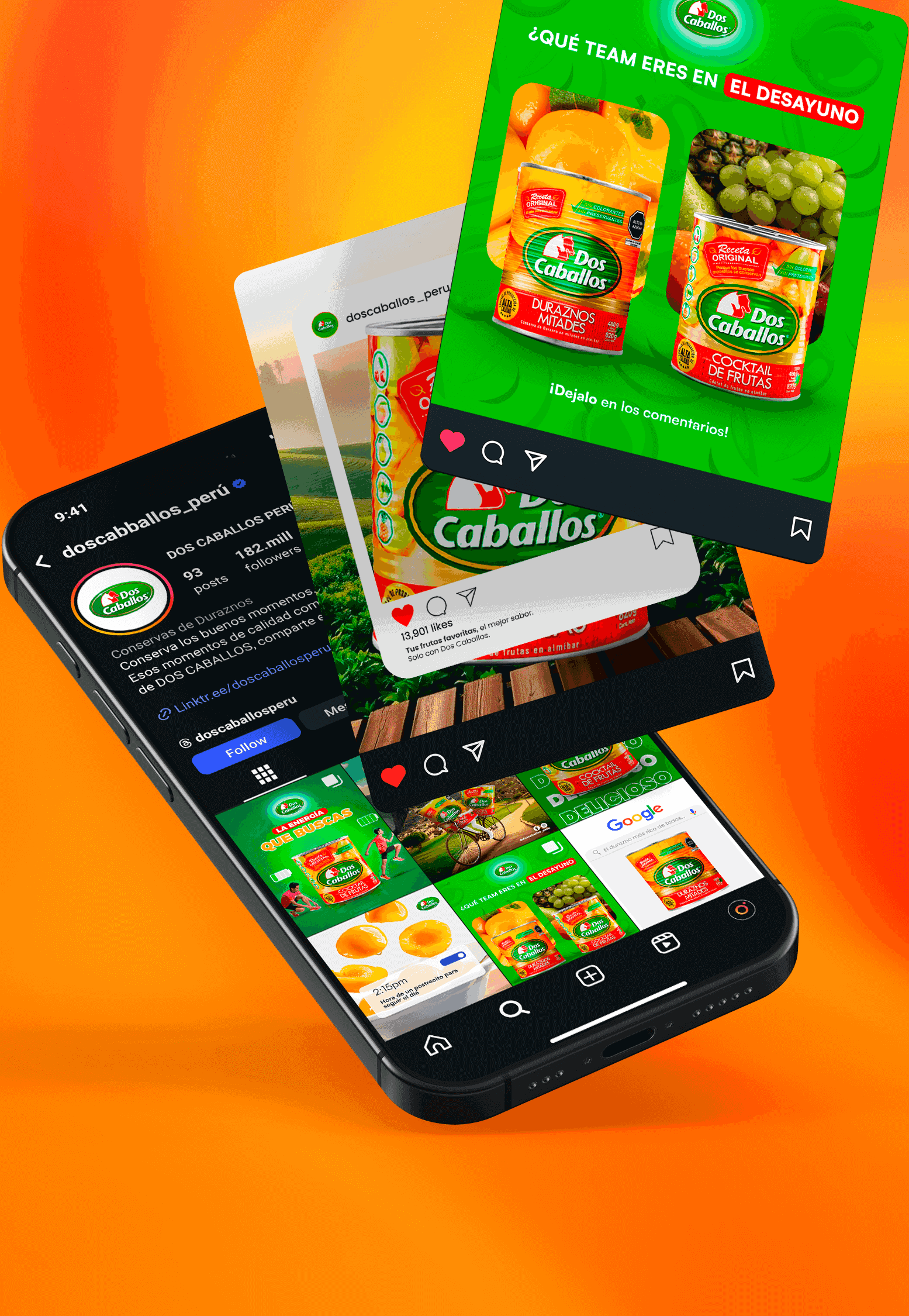 Diseño de contenido digital elaborados por Agency TGH para redes sociales de Dos Caballos