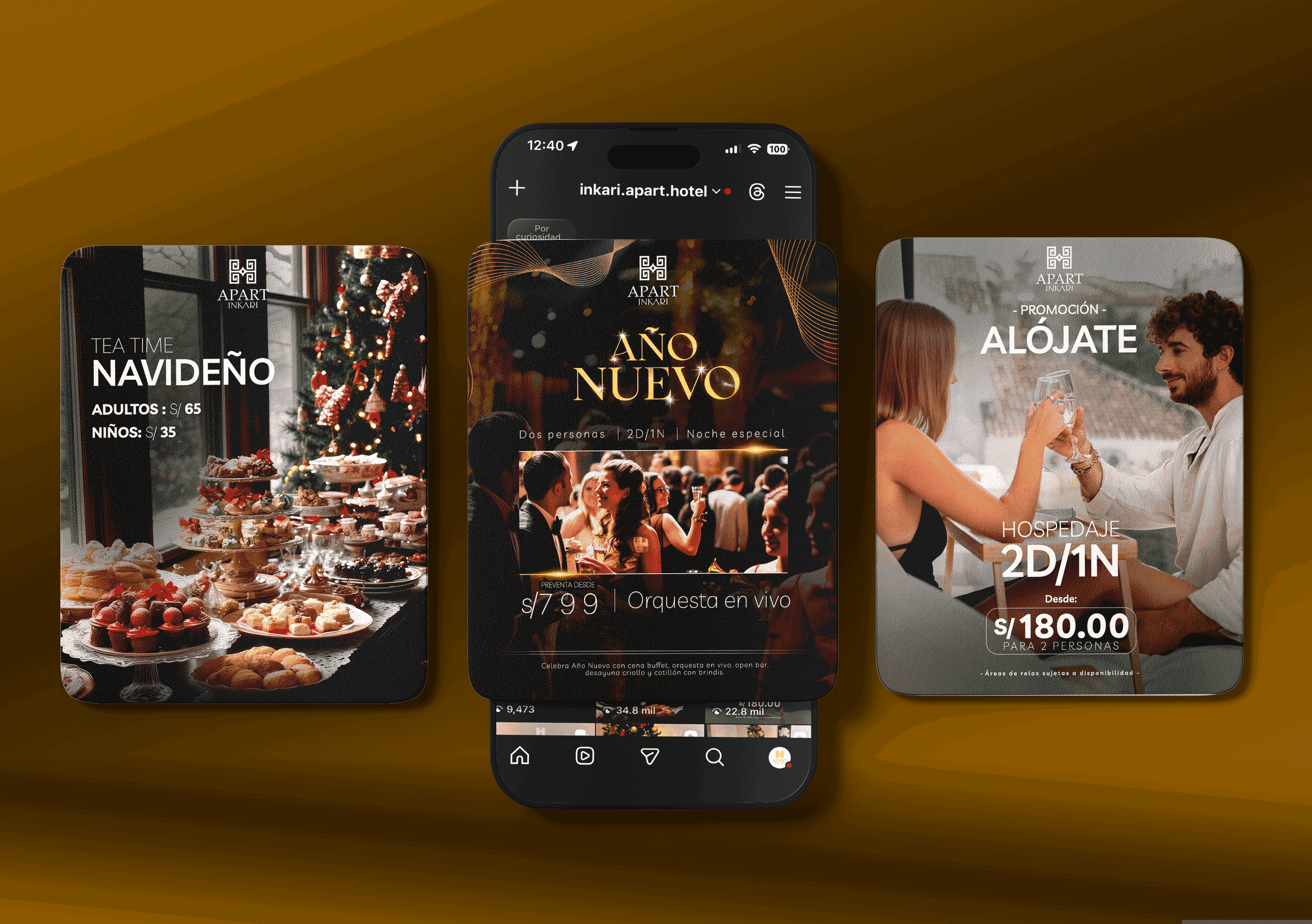 Diseño de contenido digital elaborados por Agency TGH para redes sociales de Inkari Apart