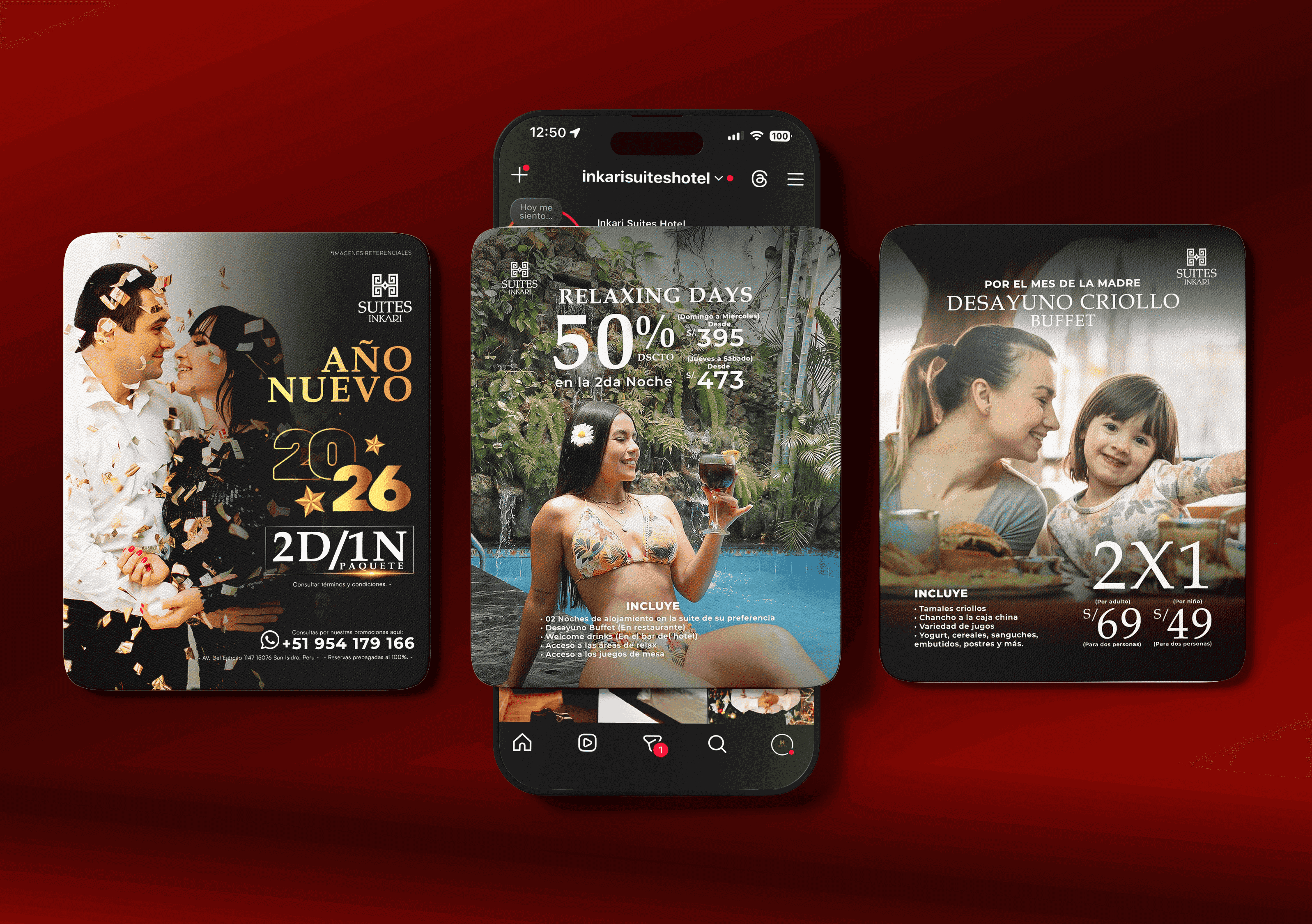 Diseño de contenido digital elaborados por Agency TGH para redes sociales de Inkari Suites