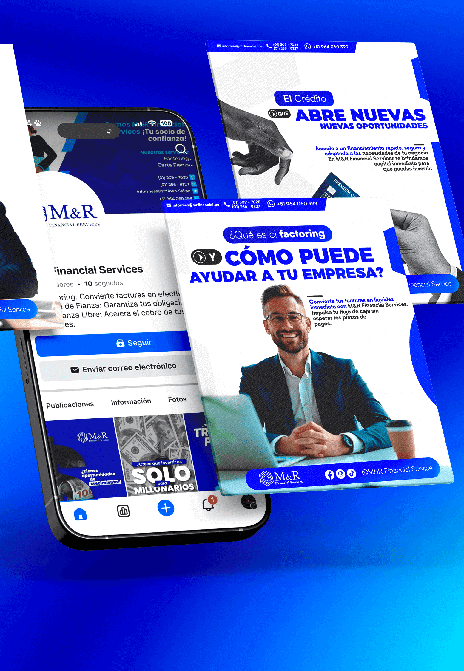 Diseño de contenido digital elaborados por Agency TGH para redes sociales de M&R Financial Services