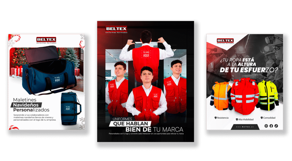 Posts para redes sociales de BELTEX elaborados por Agency TGH