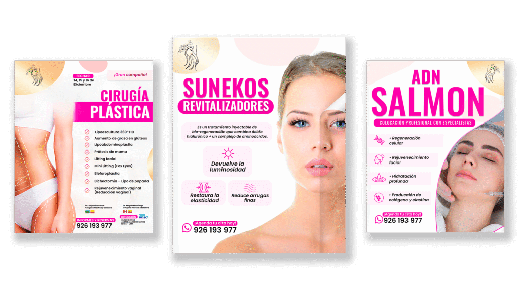 Posts para redes sociales de Dra. Vanessa elaborados por Agency TGH